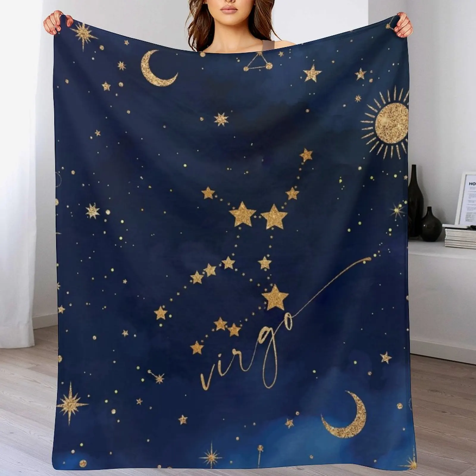 Virgo Zodiac Constellation Throw Blanket Nap Shaggy Summer Beddings Thermal Blankets