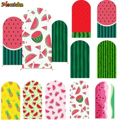 Summer Fruit Party Arch Cover Background Baby Show Green Watermelon Striped Backdrop Kids Birthday Spandex Photobooth Decor Prop
