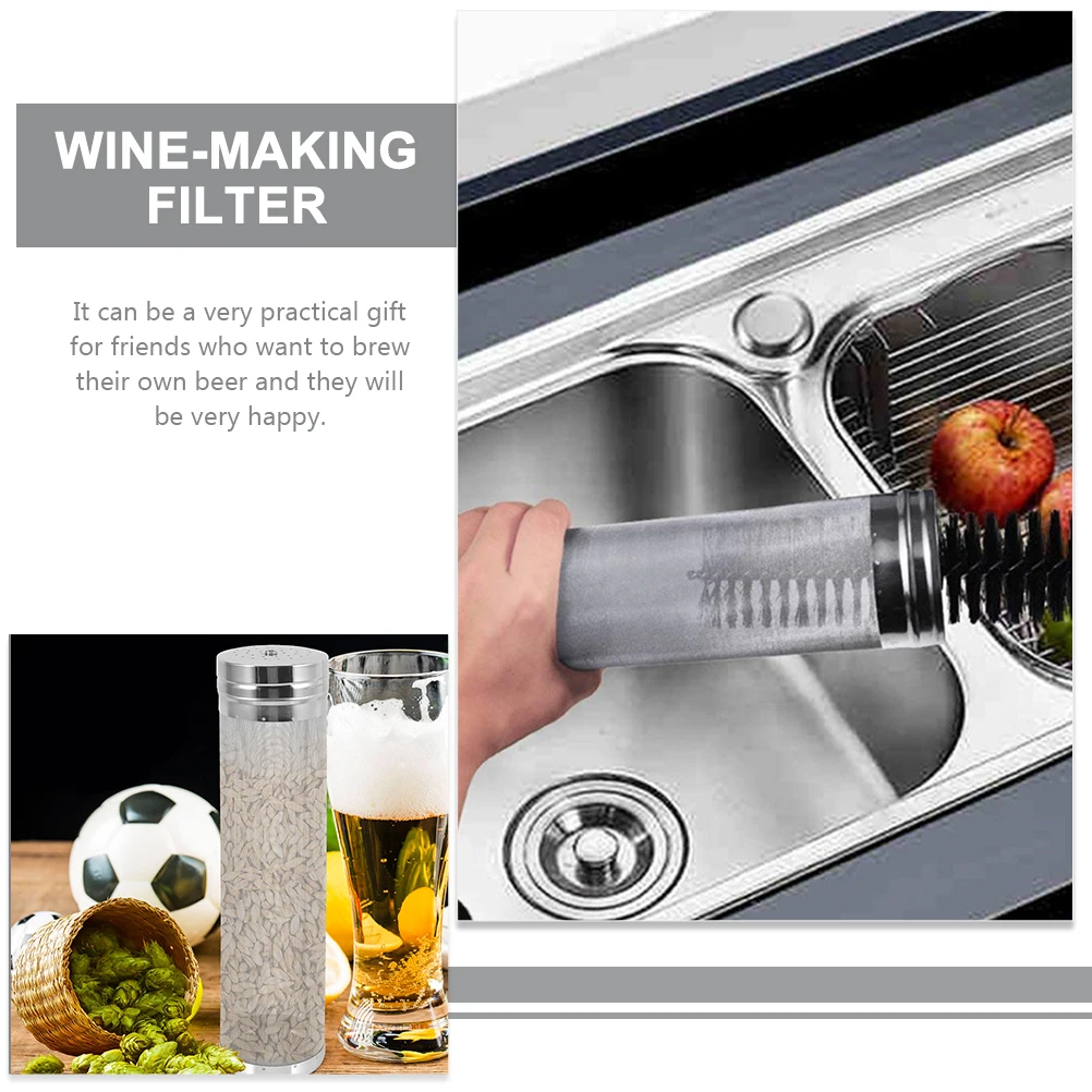 

Beer Filter Cartridge 7x29cm 304 Stainless Steel Grain Brewing Hop Strainer Making Tool Portable Basket Kitchen Bar Utensil