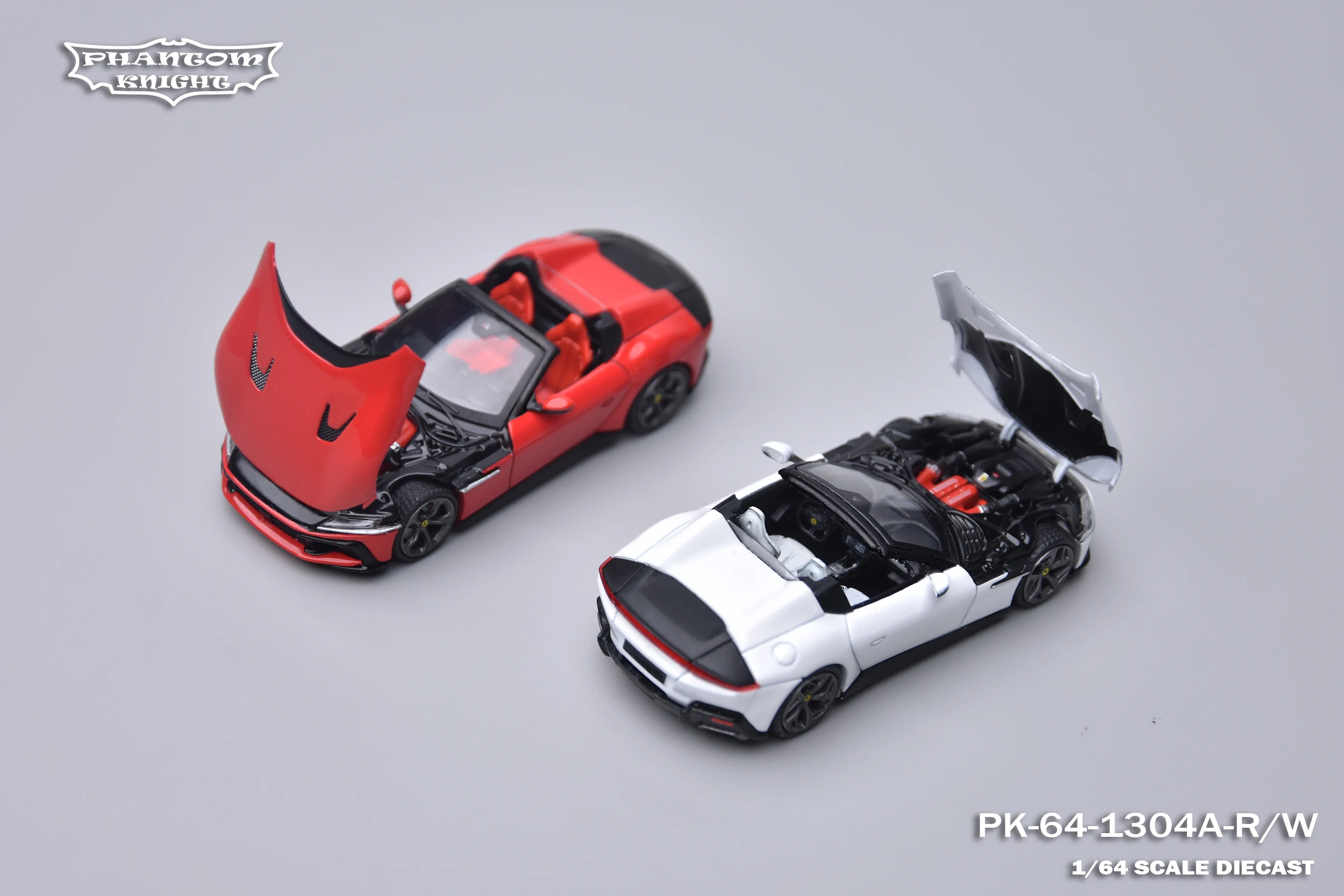 Pré-venda: Phantom Knight PK 1:64 12C Spider Bianco Avus / Rosso Corsa Carro Modelo Diecast