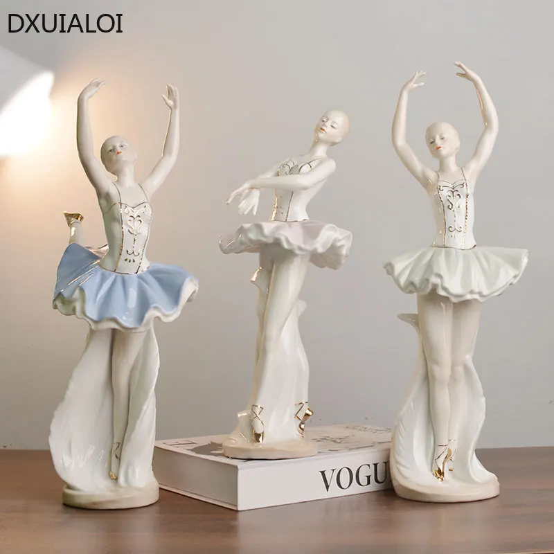 1pc Ceramic dance girl ornament home decor Living room wine cabinet decoration ceramic handicrafts wedding gift