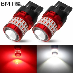 BMTxms 2pcs 2Pcs T20 LED Canbus 7443 W21/5W 7440 W21W LED Bulb Red Brilliant Auto Stop Brake Tail Parking Light White Car Lamps