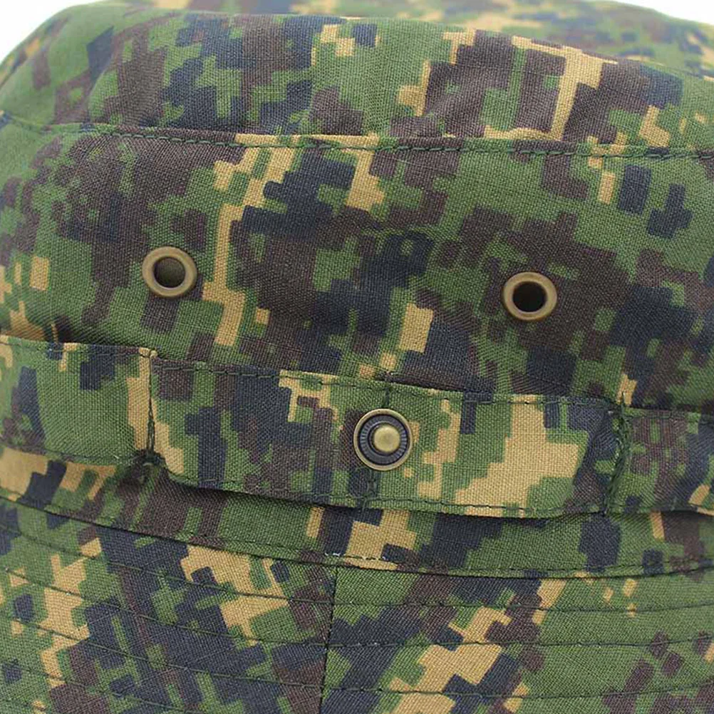 

Camouflage Bucket Hat Boonie Hat Outdoor Fishing Hunting Sun Protection Adjustable Chin Strap Army Green
