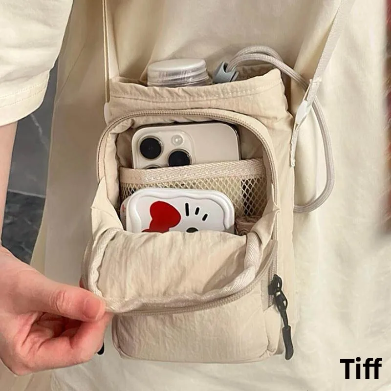 

Portable Outdoor Mobile Phone Bag Women's Summer Shoulder Bag Crossbody Mesh Storage Korean Style Casual Pure Color Hobo Bag