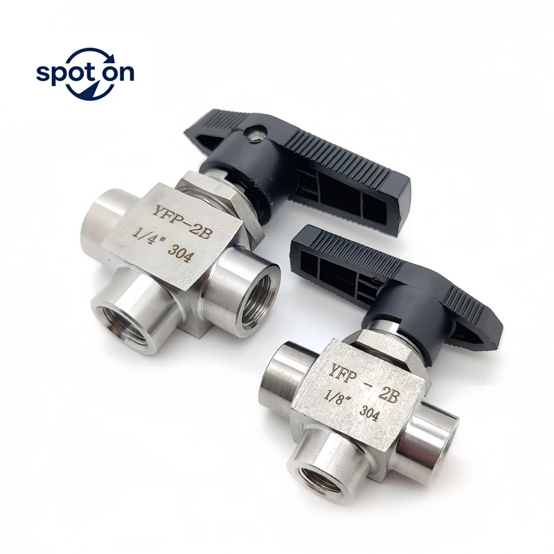 1/8'' 1/4'' 3/8'' 1/2'' 3/4'' 304 Stainless Steel Compression Dual Ferrule 3 Way Tee T Ball Valve