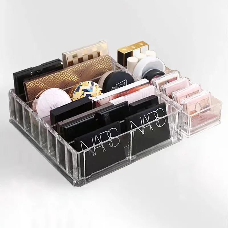 Simple 8 Grids Cosmetic Box Lipstick Eyeshadow Puff Eye Shadow Tray Makeup Organizer Clutter Collection Box for Office Home