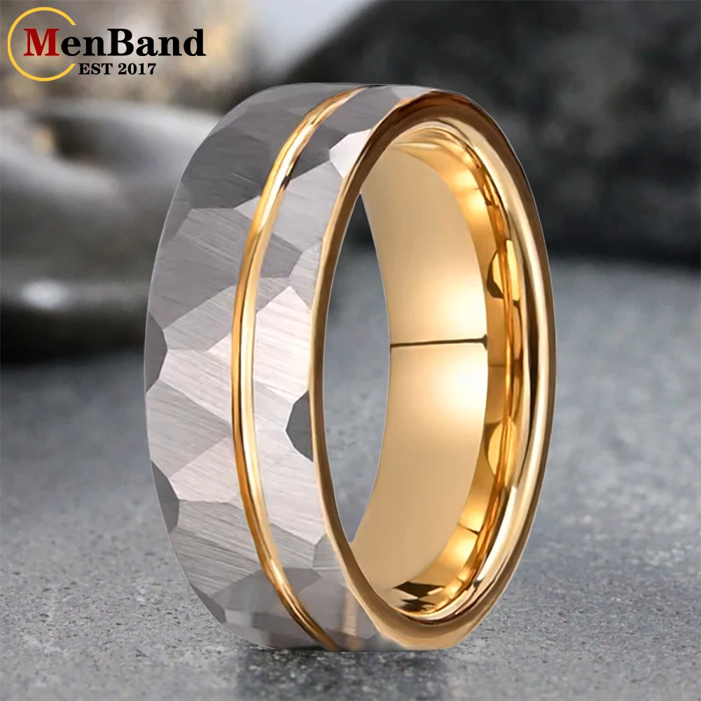 

MenBand 6/8 мм, мужское и женское обручальное кольцо из карбида вольфрама, кованое серебряное матовое кольцо с канавками, модный повседневный аксессуар