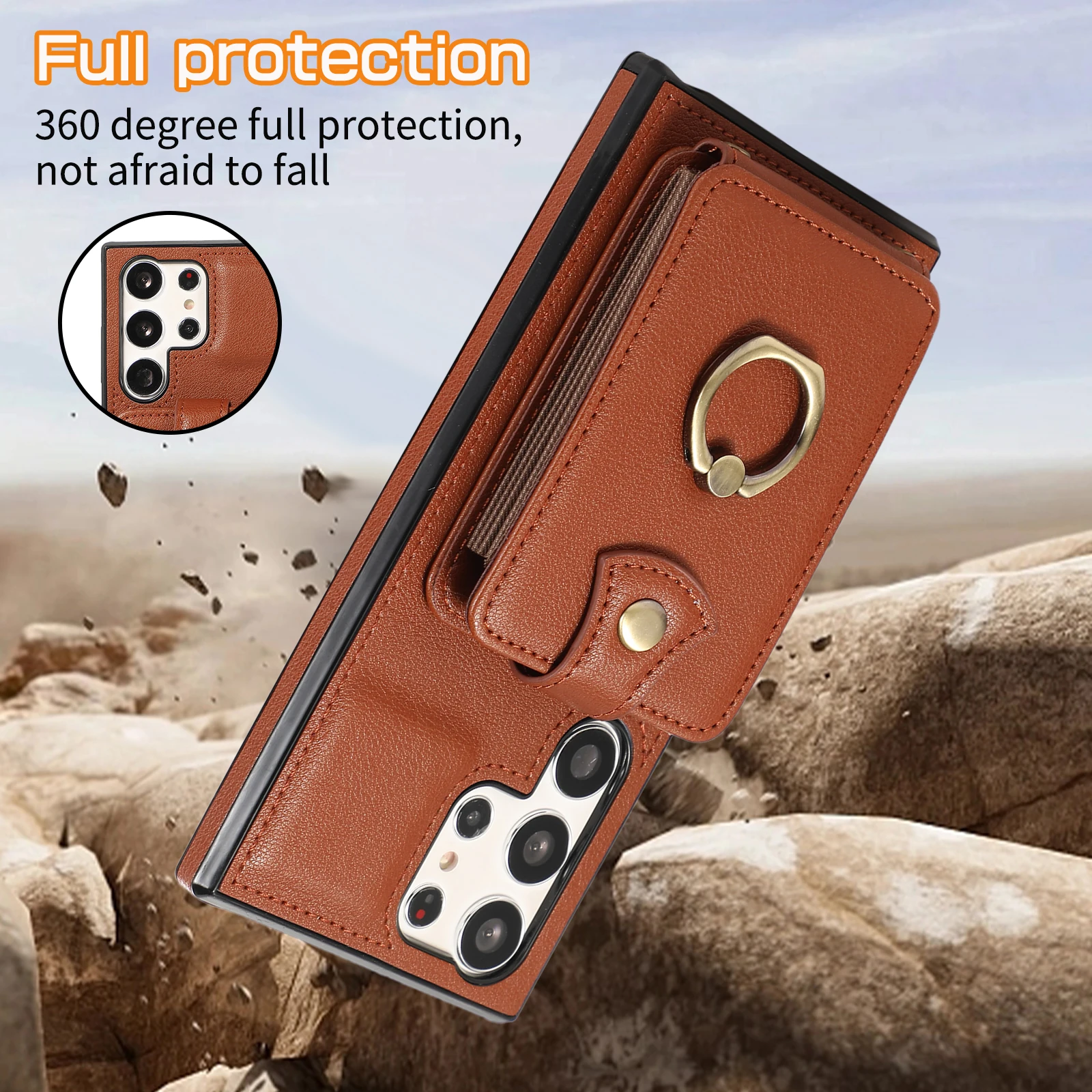 Etui z kieszeniami na karty, do noszenia na ramieniu, z uchwytem na palec, do Samsung Galaxy S26 Ultra S25 FE S24 S23 Plus A07 A17 A26 A16 — zdjęcie produktu 2