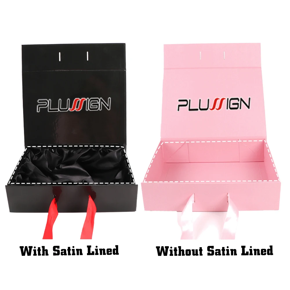 Custom Logo Foldable Thicken Wig Packaging Box, Satin Lined Present Box Double Side Printing Bow Ribbon Closure Wig Storage Box view 4