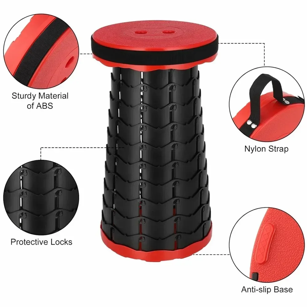 Portable Folding Telescopic Stool Outdoor Camping Chair Lightweight Plastic Subway Queuing ChairFishing Seat Fishing Chair