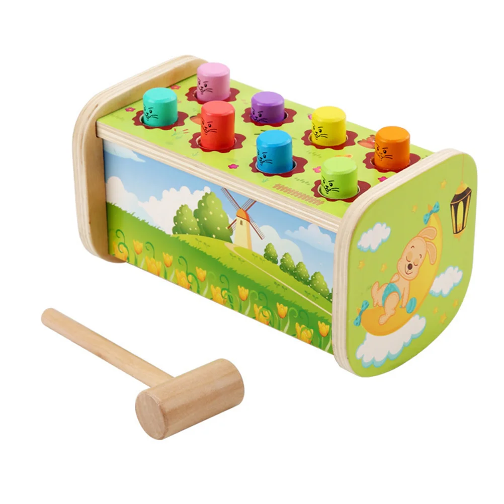 1 세트 노킹 몰 유아 조기 학습 인지 게임 나무 장난감 훈련 보조 교육 선물(녹색)