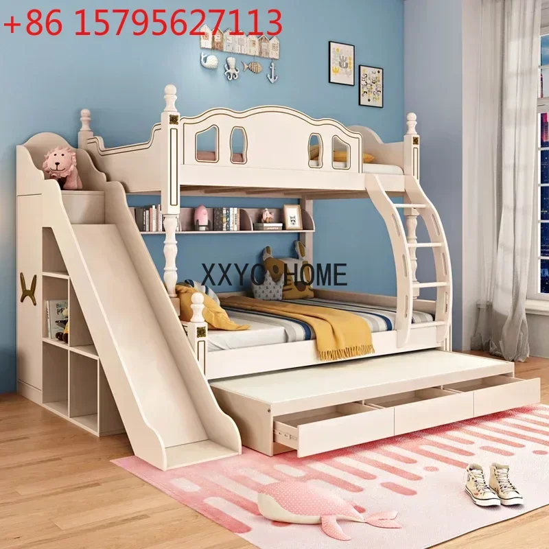 Children's   bunk   solid wood,  mother-son  boy bunk   multi-functional bunk   staggered high and low
