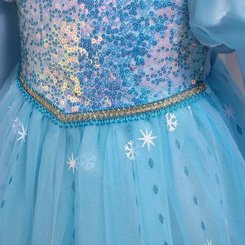 ชุดคอสเพลย์เอลซ่าสำหรับเด็กชุดวันฮาโลวีนสำหรับเด็กผู้หญิงชุดเดรสวันเกิดราชินีหิมะสีขาวสำหรับเด็ก2024
