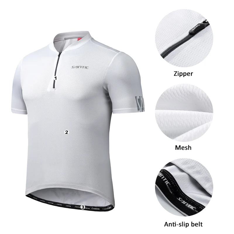 Santic Men's Cycling Jersey Breathable Partial Zipper Short Sleeve Bicycle Clothing Summer Quick Dry MTB/Road Riding Bike Shirts