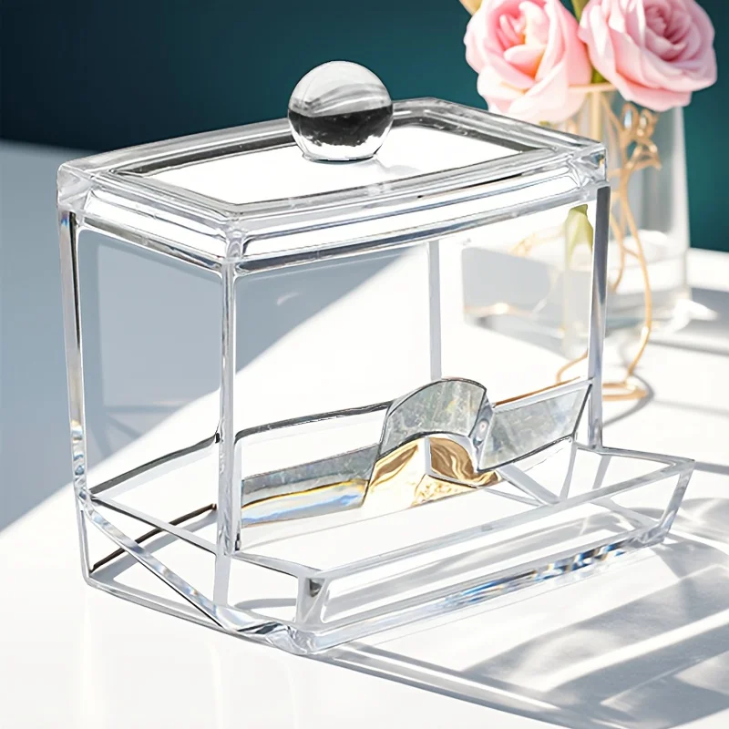 1Pcs Office Storage Container Cotton Swab Holder Multi-purpose Transparent Storage Boxes for Cotton Swabs Toothpicks Dustproof