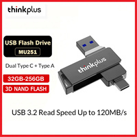 Lenovo Thinkplus USB 3.2 Flash Drive MU251 32GB 64GB 128GB 256GB Type C Type A Dual Plug U Disk Rotatable USB Stick for Phone