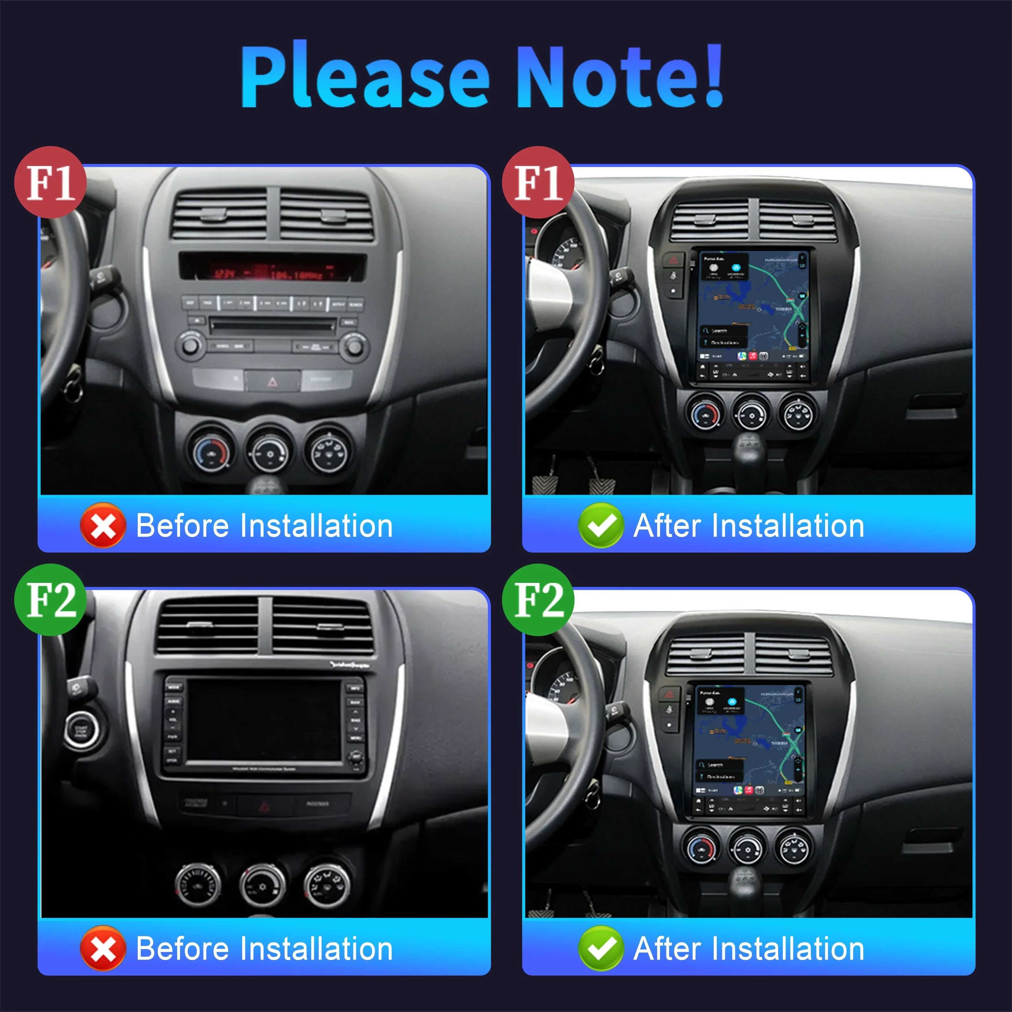 9.7inch Android 14 For Mitsubishi Asx 1 2010-2016 Car Radio Wireless Bluetooth Apple Carplay Multimedia Touch Head Unit Screen