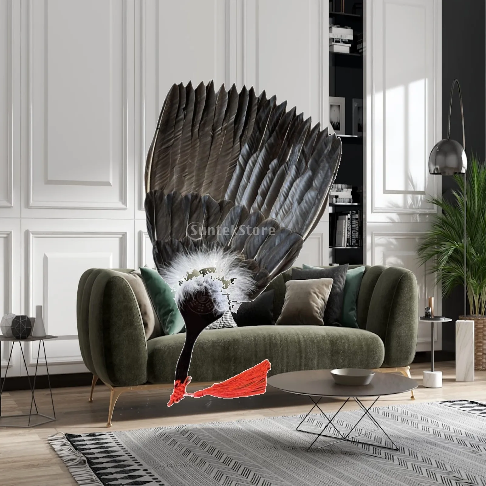 Chinese Fan Gift Lightweight Kongming Feather Fan Chinese Zhuge Liang Feather Fan for Birthday Party Dance Festival Performances