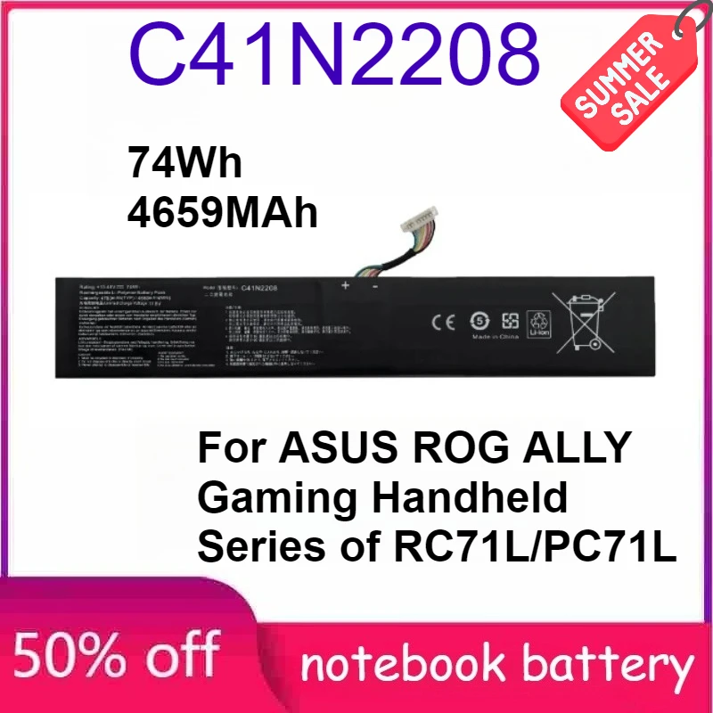 

C41N2208 4659mAh 74Wh Laptop Battery Tested for ASUS ROG ALLY Gaming Handheld Series of RC71L/PC71L Laptop Parts