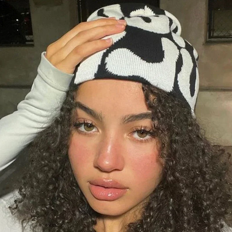 Autumn and Winter Y2K Men Women American Style Letter Wool Bucket Knitted Hats Warm Comfortable Versatile Fashion Hip Hop Street - view 4