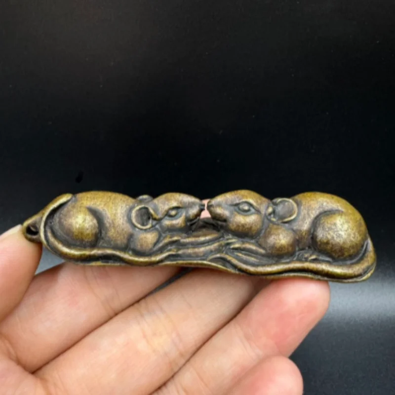 

Antique copper mini mouse statue handle piece hanging ornament home desktop wealth attracting decoration handicraft