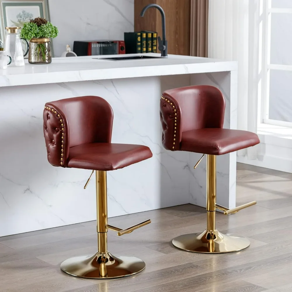 

Bar Stools Set of 2, Height Adjustable Swivel Barstools, Modern Counter Height Bar Chairs with PU Leather Finish