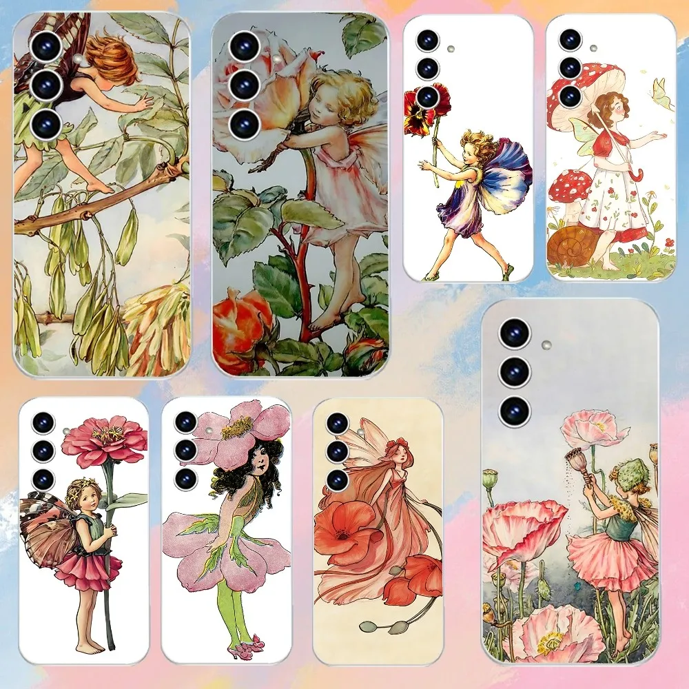 Shockproof Bumper Cover Flower Fairy Illustration Phone Case For Samsung Galaxy A52 A12 A51 S21 Edge S22ULTRA S23 S20LITE Plus U