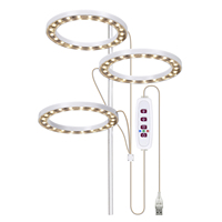 LED Grow Lights Full Spectrum Plant Lamp with 20 LEDs 8H/12H/16H Timer 5 Dimmable Levels Height Adjustable USB Angel Ring Lamp