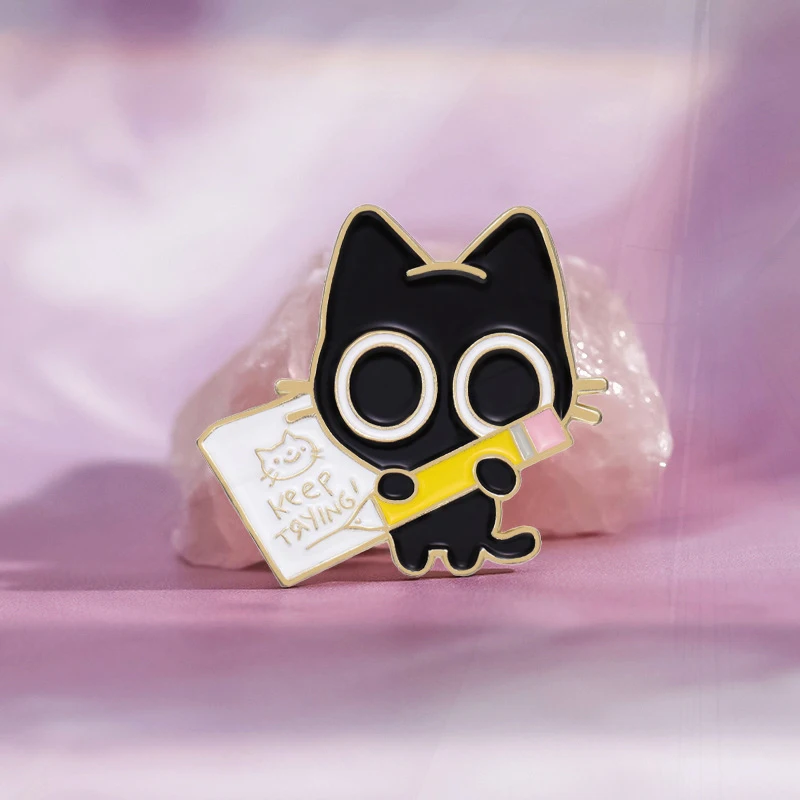 MEMBRO-Broche De Esmalte De Animal Dos Desenhos Animados, Emblemas De Lapela Personalizados, Scaredy Cat Club, Presente De Jóias Para Crianças E Amigos