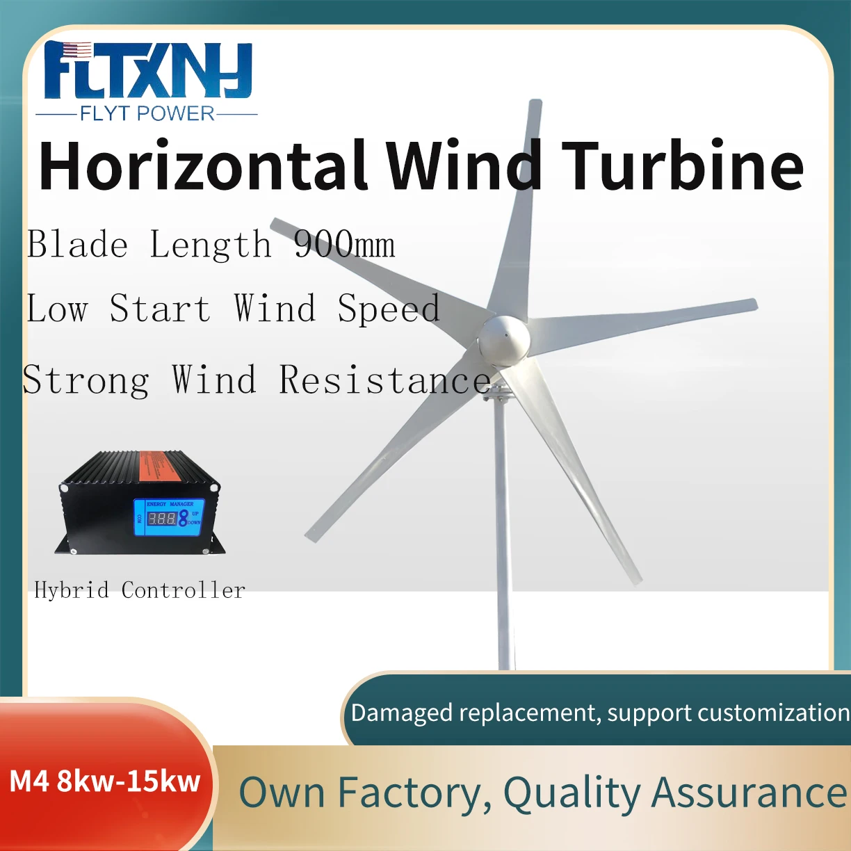 Horizontal Axis Wind Turbine Generator Homeuse Free Energy Efficiency 8000W New Energy Windmill 12V24V48V Electricity Generation