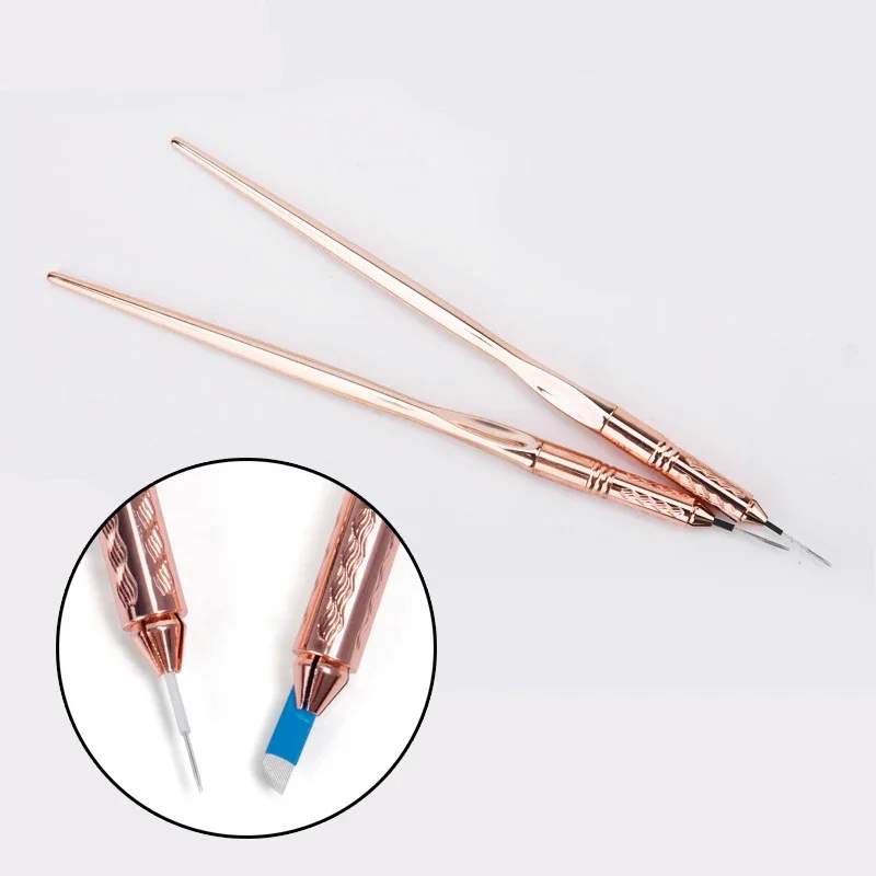 

1PCS Microblading Eyebrow Lips Tattoo Manual Pen Metal Handmade Cosmetic Blade Needles Holder PMU Tool for Tattooing