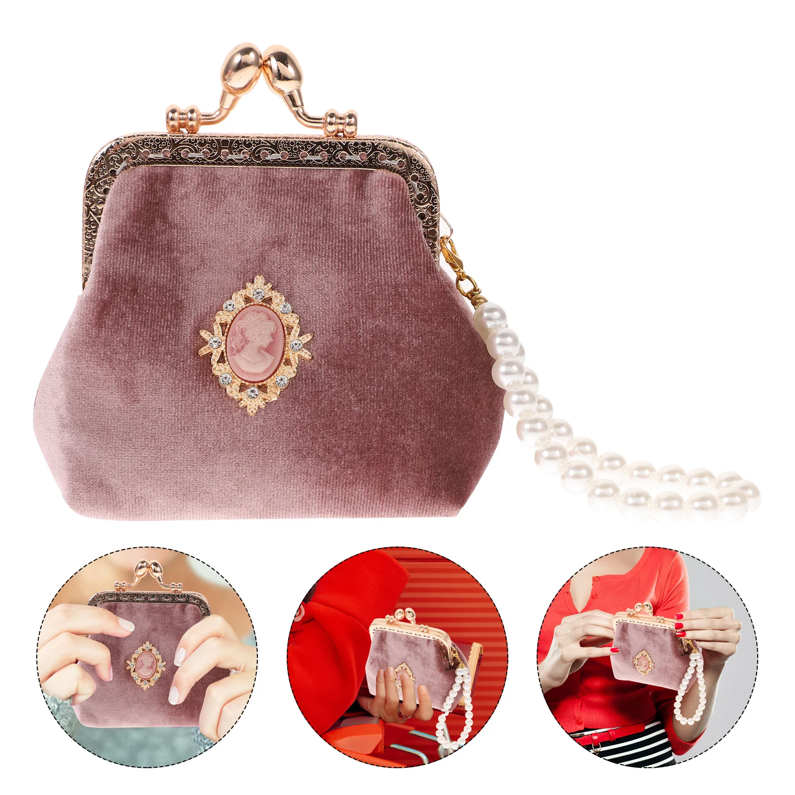 

Palace Style Coin Purse Vintage Lovely Pouch Portable Small Wallet For Women Fashion Change Bag Lightweight Durable Daily