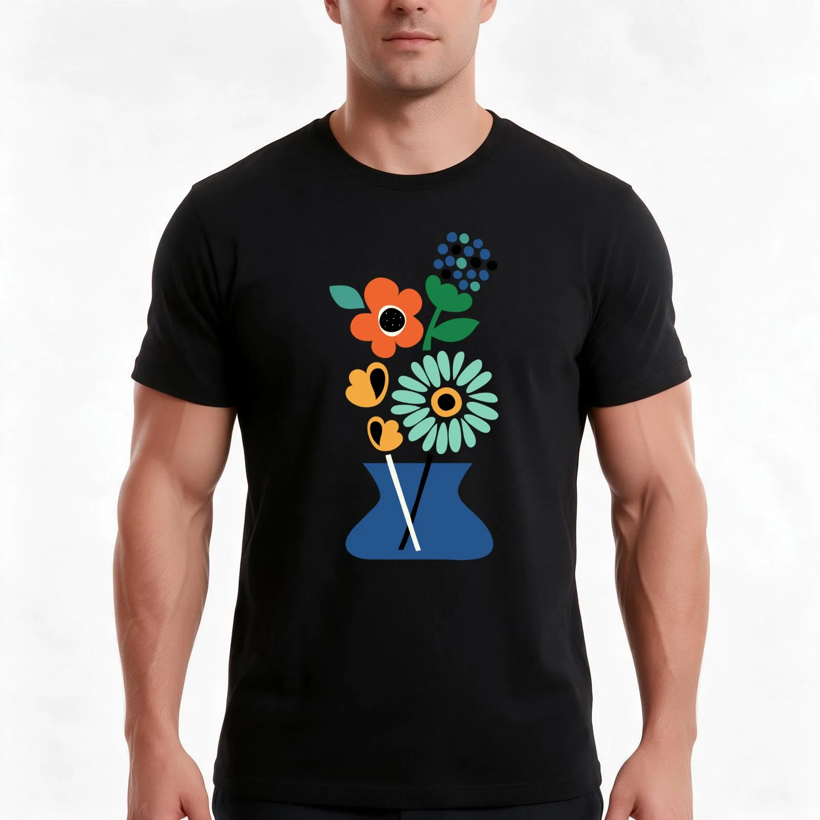 Floral Time T-Shirt, Summer Casual Cotton Tee, Oversized Streetwear Tops, Vintage Graphic Print, Loose Fit Short Sleeve