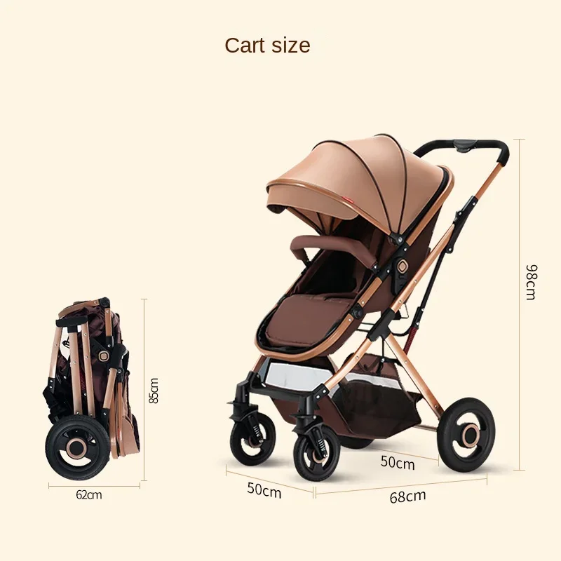 Foldable Multifunctional Newborn Travel Scooter Shock-absorbing Baby Stroller 3 in 1 Lightweight High Landscape Baby Stroller