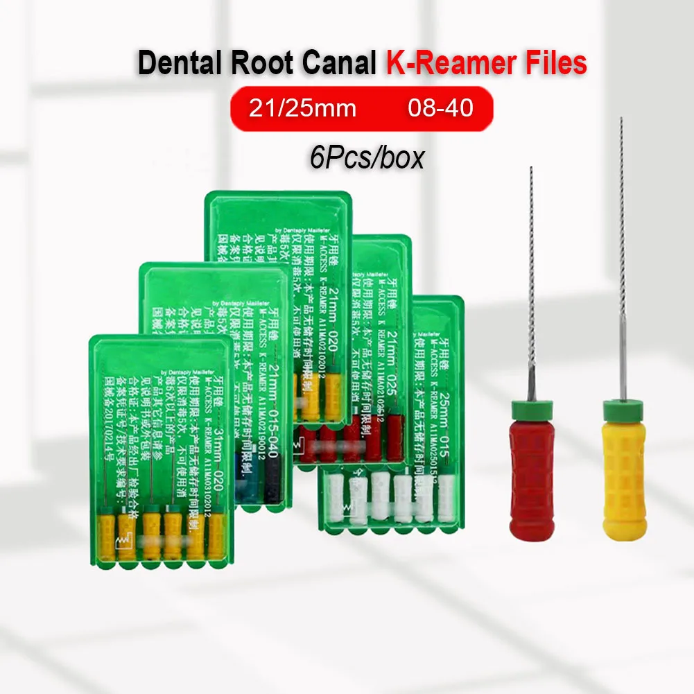 5 صناديق Dentsply الأصلي ملفات قناة الجذر للأسنان K-REAMER 21 مللي متر 25 مللي متر Mallefer الوصول مرنة اليد استخدام ملفات مخرطة طبيب الأسنان K
