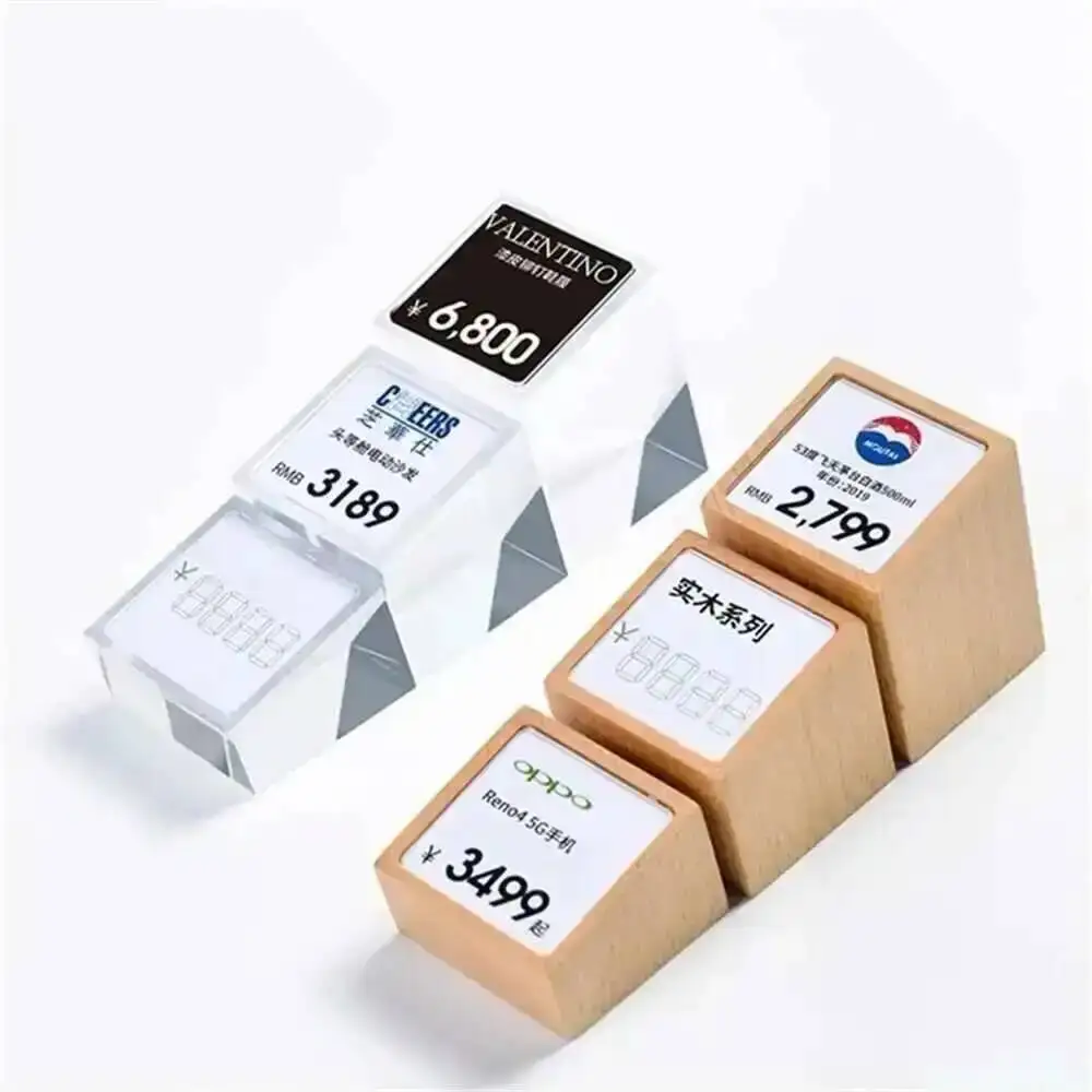 

5pcs Acrylic Price Tag Paper Holder Display Stand Table Mini Price Cubes Jewelry Label Sign Watch Tag