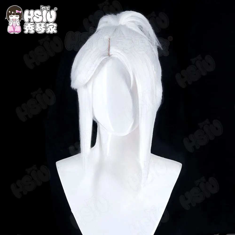 Jett Cosplay Wig HSIU 40cm White Short Hair Heat Resistant Synthetic Wig + Wig Cap Game VALORANT Jett Cosplay view 3