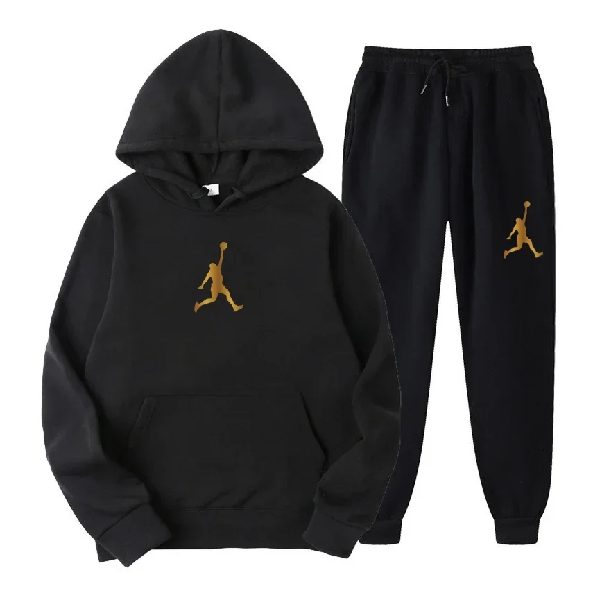 

Fashion casual spring and autumn men's and women's hoodie + pants two-piece set, a new outdoor basketball men's pullover set2026