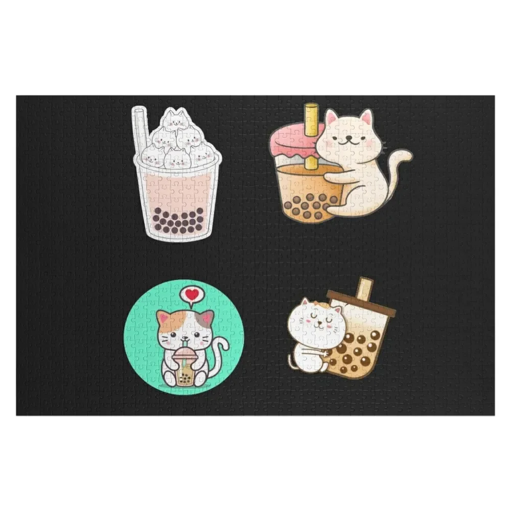 Cat Boba Tea Jigsaw Puzzle Photo Personalized Gifts Wood Photo Personalized Custom Child Custom Wooden Name Puzzle