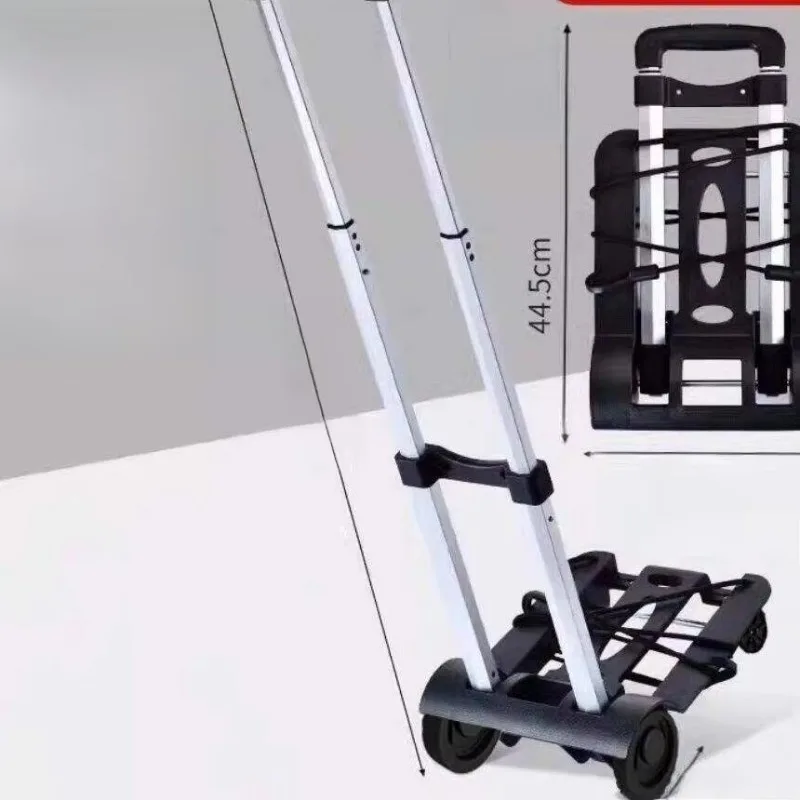 Stainless Steel Compact Pull Cart, Silent Rollers, Foldable Wheeled Hauler for Daily Cargo Movement