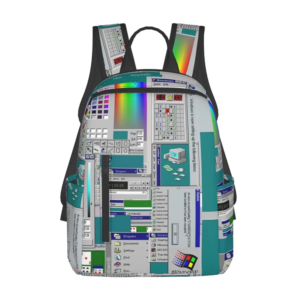 

Windows 95 Collage Backpack Daypack Large Capacity Boys Girls BookBag School Bag Shoulder Bags for Men Women