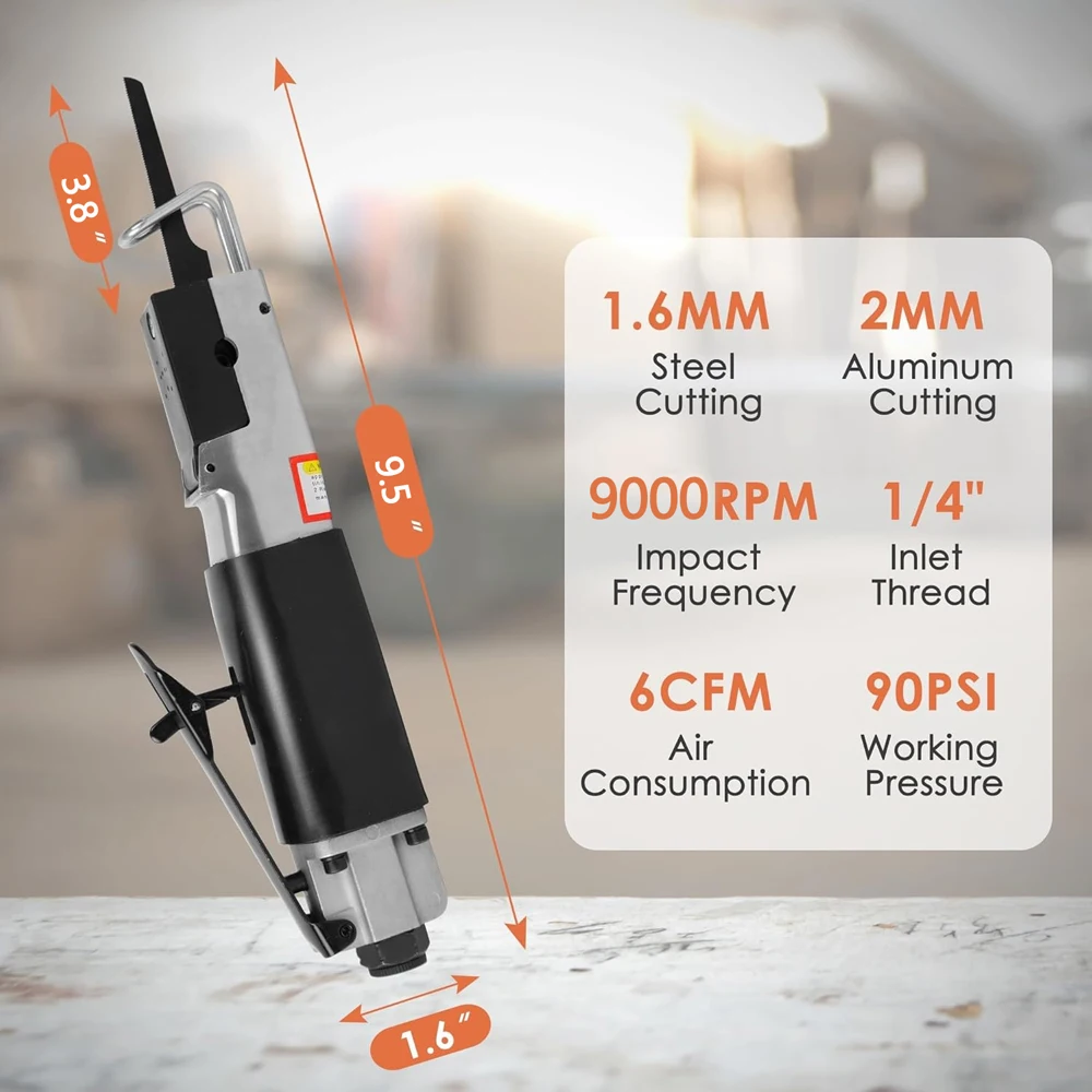 90PSI Pneumatic Reciprocating Saw Multi-function Air Saber Body Saw For Cutting Aluminum, Plastic, Fiberglass, and Sheet Metal