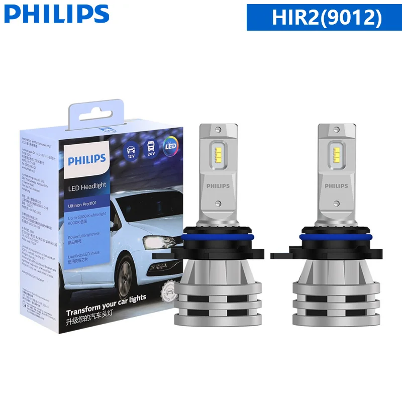 Philips H4 H7 H11 Led Ultinon Pro3101 H1 H3 Hb3 Hb4 Hir2 9005 9006 9012 Lumileds Led Auto Koplamp 6000K Helder Wit Lampen, 2x