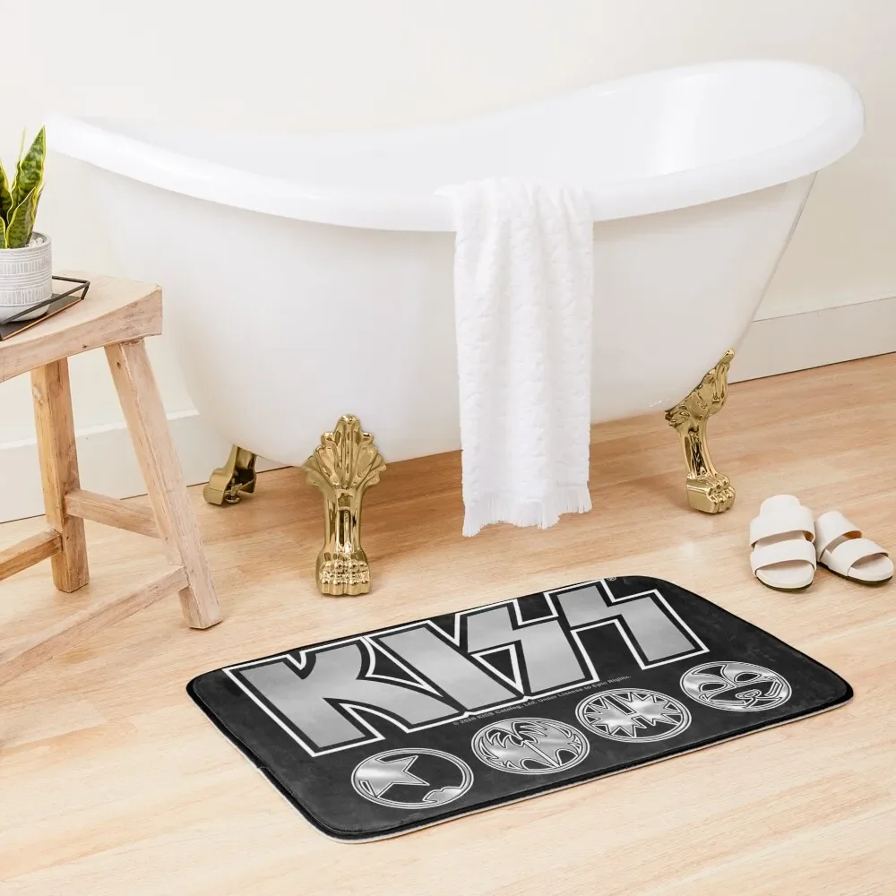 

KISS Logo Silver V3 Starchild Demon Spaceman Catman Bath Mat Mats For Bathroom And Toilet Bathroom Utensils Mat