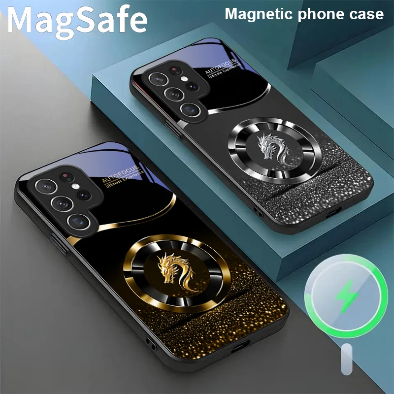 

Purple new dragon head For Samsung Galaxy S20 FE S21 22 23 Plus S24 Ultra S25 Edge S24Ultra 22Plus Magsafe Glass Phone Casee