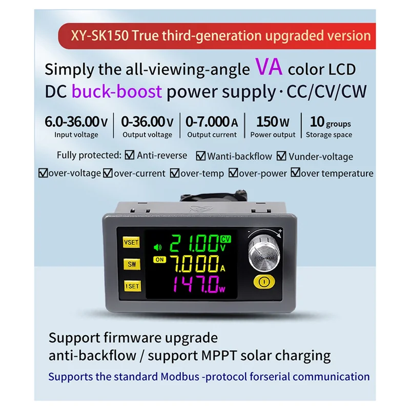 Excellent-WIFI SK150 CNC Step-Up/Step-Down DC Adjustable Voltage Regulated Power Supply Solar Charging Module 7A/150W WFPOW Modu