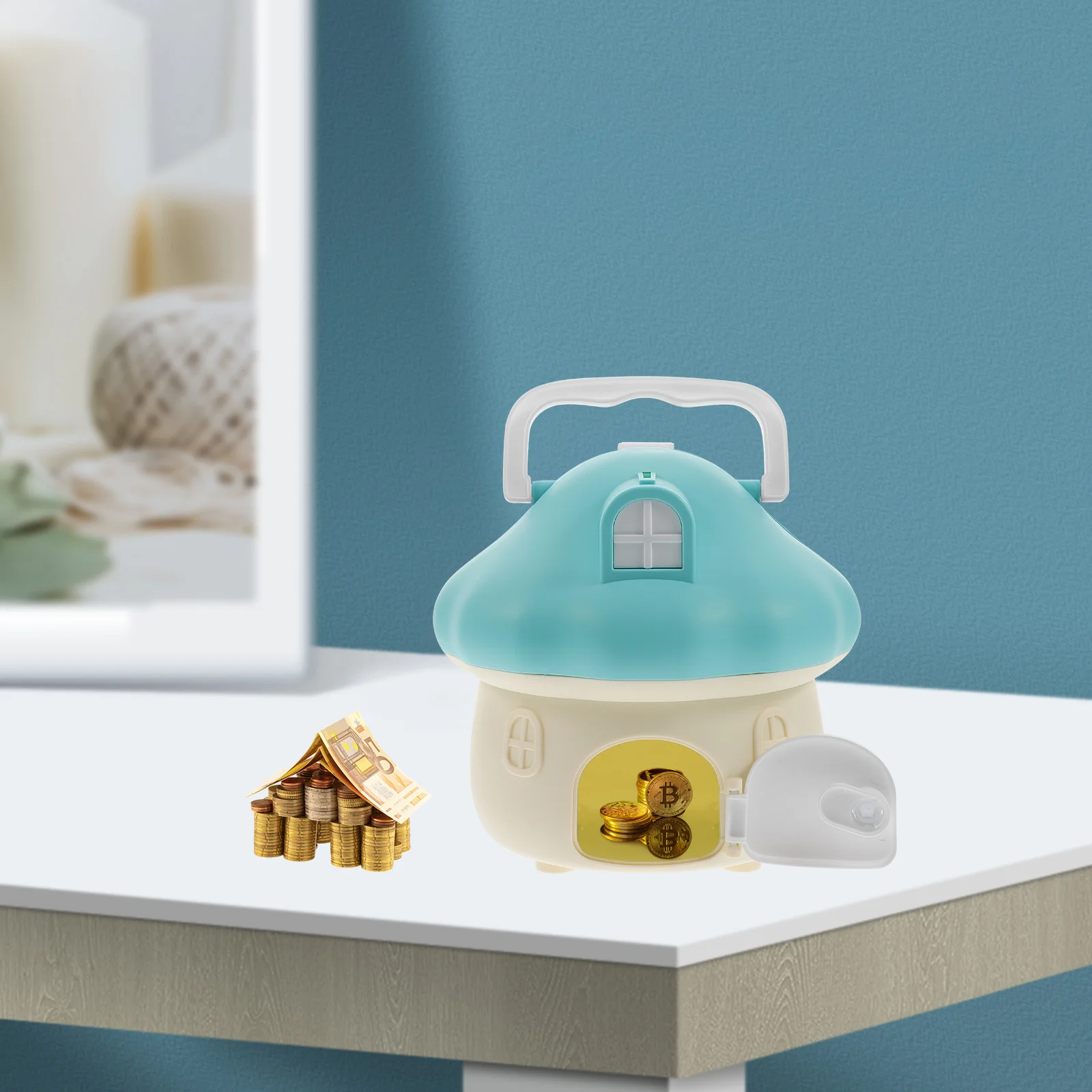 Mushroom House Cartoon Money Jar Vintage Piggy Bank for Kids Room Desktop Ornament Saving Pot Home Decor Coin Bank #2