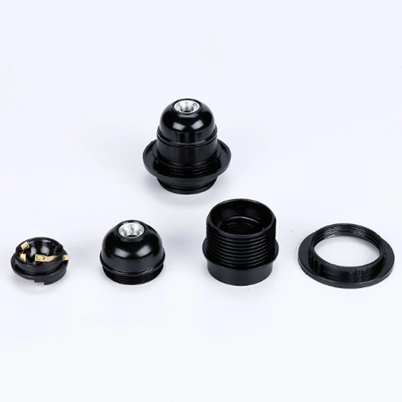 Black E27 Self-locking Bakelite Lamp Holder E14 Cap Screw LED Light Head Socket Floor Desktop Light Bulb Base