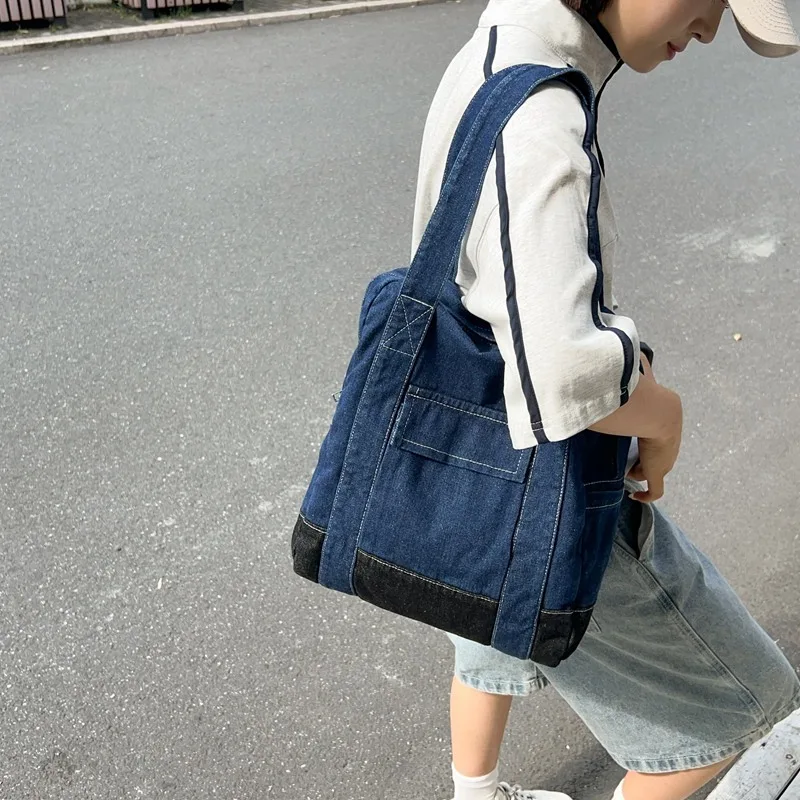 Patchwork Zipper High Capacity Thread Waterproof Denim Fashion Backpacks 2024 Hot Sale Versatile Women\'s Bags Bolsas Femininas