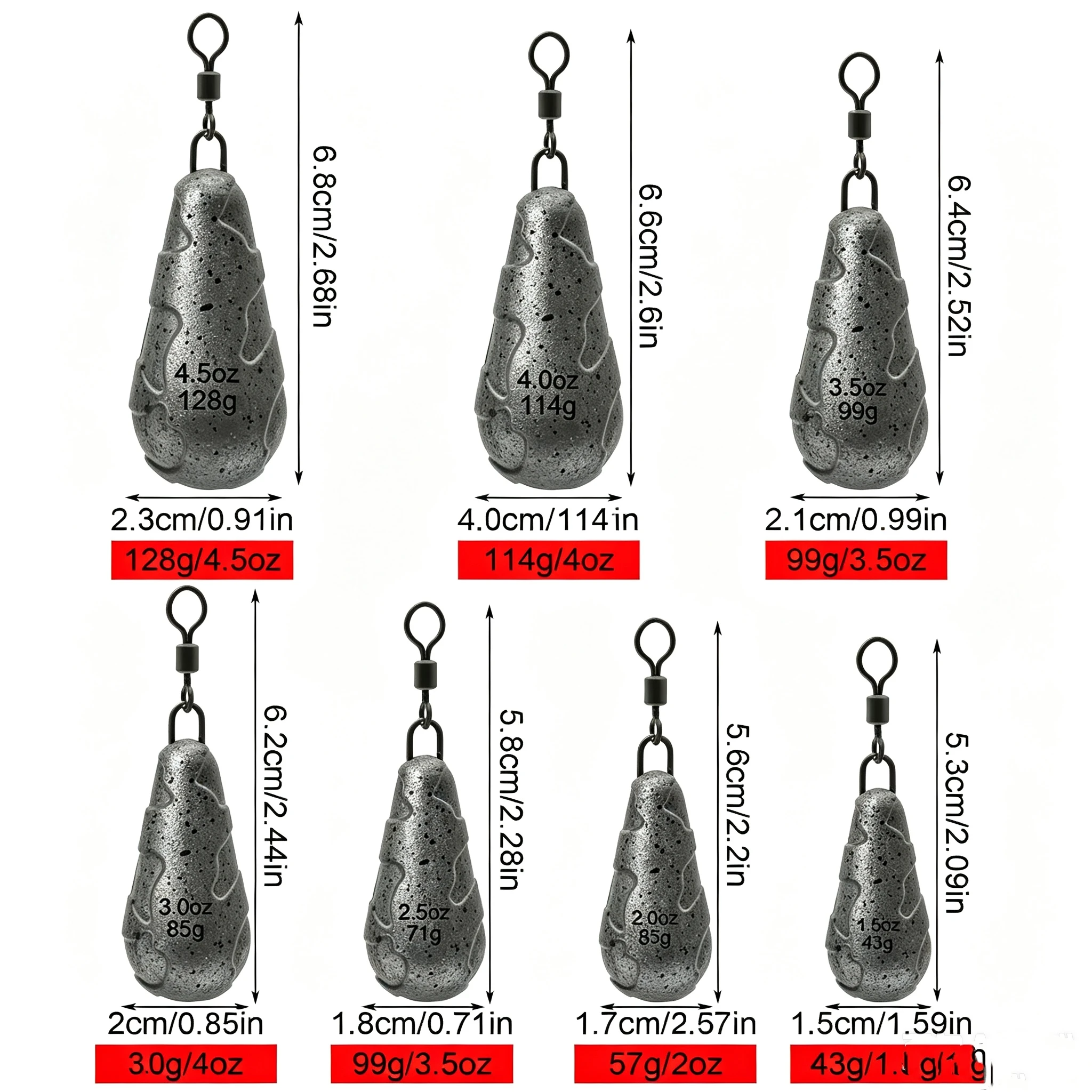 FTK Carp Fishing Weights Available in 56g 71g 85g 99g 113g Pendant for Quick Lead Exchange